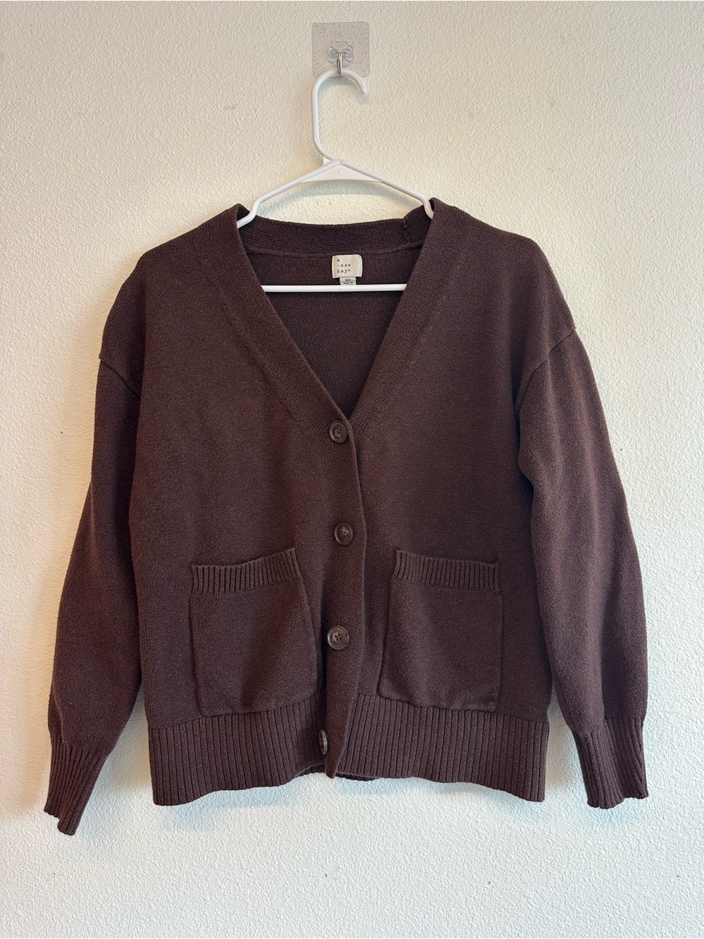 a new day Dark Brown V-Neck Button Front Cardigan